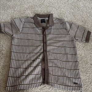 Buffalo David Bitton Brown & White Patterned Knit Polo